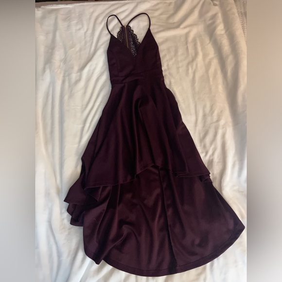 Maroon High Low Dress - Picture 1 of 4